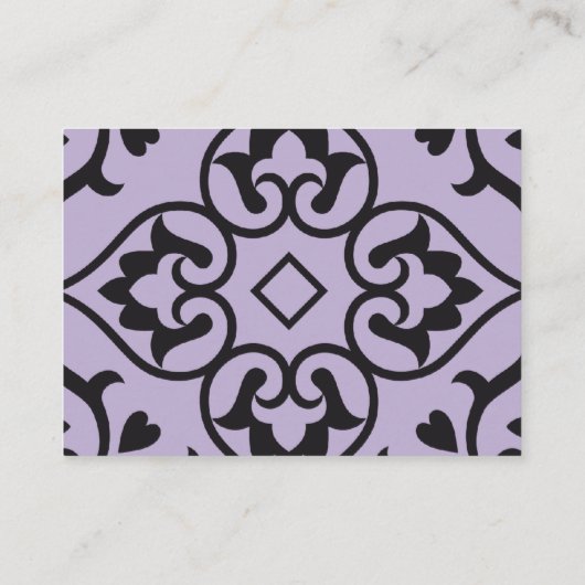 RSVP Wedding Response Kaart Paars Black Damask (Achterkant)