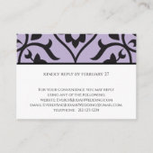 RSVP Wedding Response Kaart Paars Black Damask (Voorkant)
