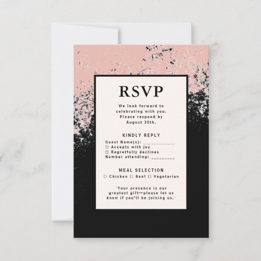 RSVP Wedding Response Kaart QR Code Moderne Elegan (Voorkant)