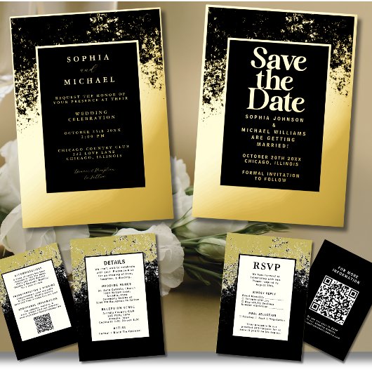 RSVP Wedding Response Kaart QR Code Moderne Elegan