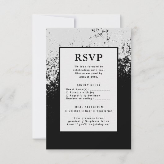 RSVP Wedding Response Kaart QR Code Moderne Elegan (Voorkant)