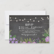 RSVP Wedding Rustic Chalk Floral Cards nodigt uit