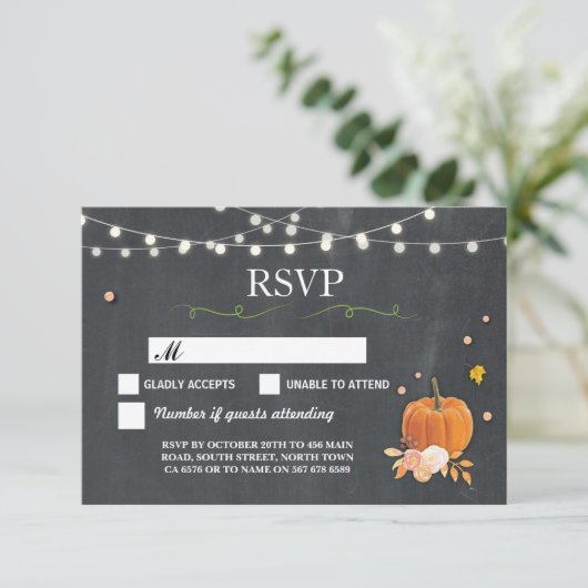 RSVP Wedding Rustic Chalk Pumpkin Kaarten (Staand voorkant)