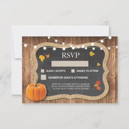 RSVP Wedding Rustic Chalk Pumpkin-reactiekaarten (Voorkant)