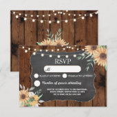 RSVP Wedding Rustic Lights Zonnebloem Reageer Kaar Kaart (Voorkant / Achterkant)