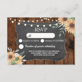 RSVP Wedding Rustic Lights Zonnebloem Reageer Kaar Kaart