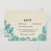 RSVP Wedding Rustic Mint Succulents Cards nodigt u (Voorkant / Achterkant)