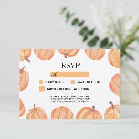 RSVP Wedding Rustic Pumpkin-reactiekaarten (Staand voorkant)