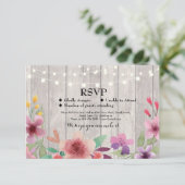 RSVP Wedding Rustic Wood Floral Cards nodigt uit (Staand voorkant)