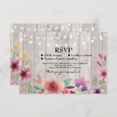 RSVP Wedding Rustic Wood Floral Cards nodigt uit (Voorkant / Achterkant)