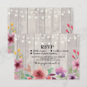 RSVP Wedding Rustic Wood Floral Cards nodigt uit Kaartje (Voorkant / Achterkant)