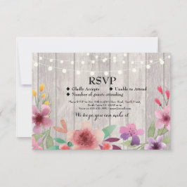 RSVP Wedding Rustic Wood Floral Cards nodigt uit Kaartje
