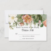 RSVP Wedding Sage Blush Ivory Roos Peony Ferns Kaart (Voorkant)
