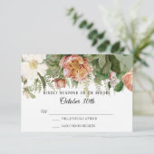 RSVP Wedding Sage Blush Ivory Roos Peony Ferns Kaart (Staand voorkant)