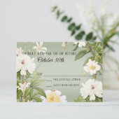 RSVP Wedding  Sage Green Ivory Roos Peony Kaart (Staand voorkant)