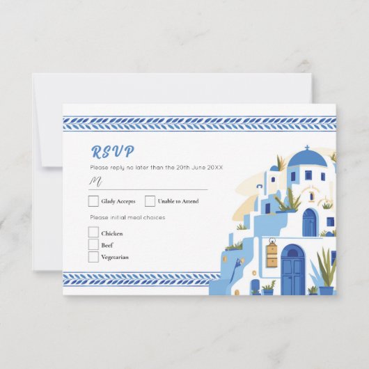RSVP Wedding Santorini Griekenland Griekenland Rea Kaart (Voorkant)