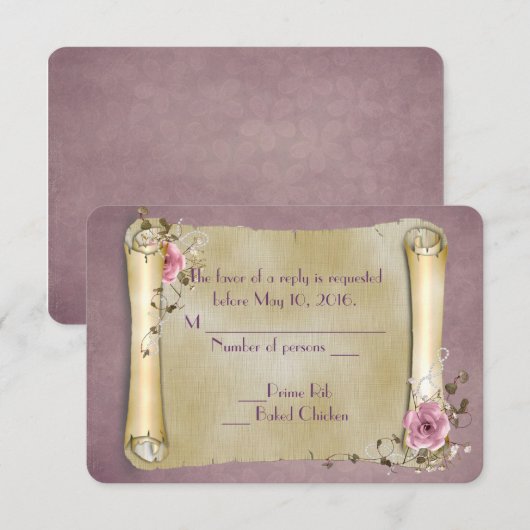 RSVP Wedding Scroll Kaartje (Voorkant / Achterkant)