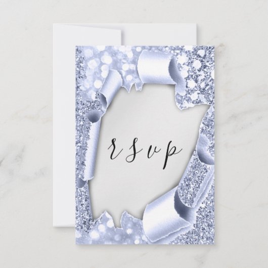 RSVP Wedding Silver Grey Paper 3D Blue Kaartje (Achterkant)