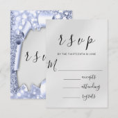 RSVP Wedding Silver Grey Paper 3D Blue Kaartje (Voorkant / Achterkant)