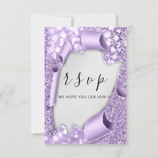 RSVP Wedding Silver Grey Paper Paars Violet Glam (Achterkant)