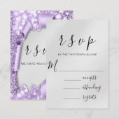 RSVP Wedding Silver Grey Paper Paars Violet Glam (Voorkant / Achterkant)