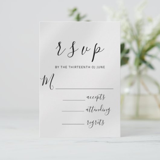 RSVP Wedding Silver Grey Paper Paars Violet Glam Kaartje (Staand voorkant)