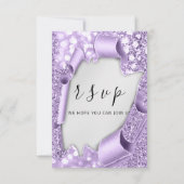 RSVP Wedding Silver Grey Paper Paars Violet Glam Kaartje (Achterkant)