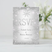 RSVP Wedding Silver Winter Wonderland Snowflakes (Staand voorkant)
