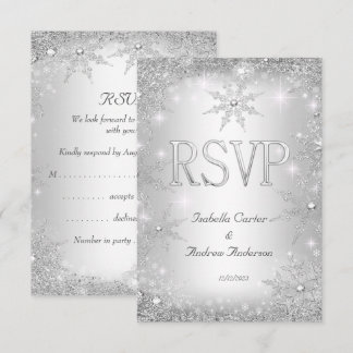 RSVP Wedding Silver Winter Wonderland Snowflakes