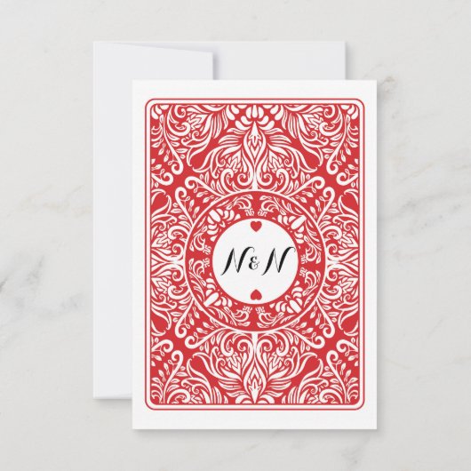 RSVP Wedding Speding Card Ace of Hearts nodigt u u (Achterkant)