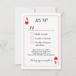 RSVP Wedding Speding Card Ace of Hearts nodigt u u