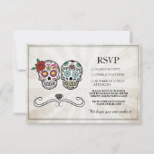 RSVP Wedding Sugar Skulls Diamond Rustige Kaarten (Voorkant)