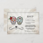 RSVP Wedding Sugar Skulls Diamond Rustige Kaarten (Voorkant / Achterkant)
