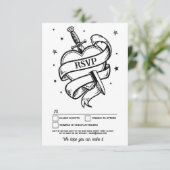 RSVP Wedding Tattoo Traditional Rock Heart Kaart (Staand voorkant)