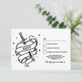 RSVP Wedding Tattoo Traditional Rock Heart Kaart (Staand voorkant)