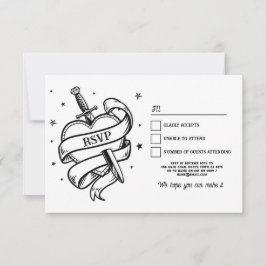 RSVP Wedding Tattoo Traditional Rock Heart Kaart