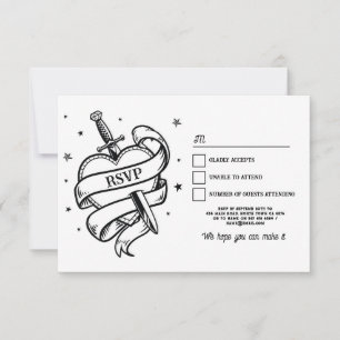 RSVP Wedding Tattoo Traditional Rock Heart Kaart