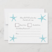 RSVP Wedding Turquoise Aqua Starfish Beach Kaartje (Voorkant)