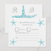 RSVP Wedding Turquoise Aqua Starfish Beach Kaartje (Voorkant / Achterkant)