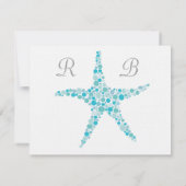 RSVP Wedding Turquoise Aqua Starfish Beach Kaartje (Achterkant)
