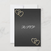 RSVP Wedding Verloving Black Gold Hearts (Voorkant)