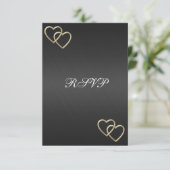RSVP Wedding Verloving Black Gold Hearts (Staand voorkant)