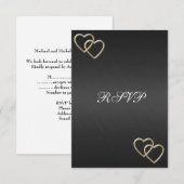 RSVP Wedding Verloving Black Gold Hearts (Voorkant / Achterkant)