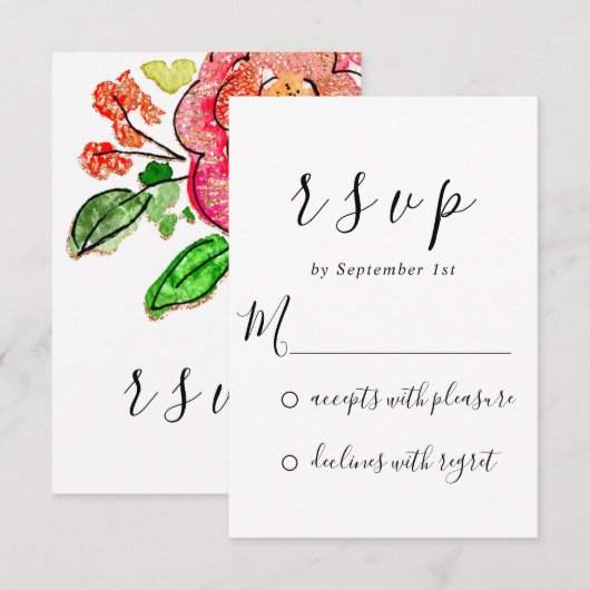 RSVP Wedding Vrijgezellenfeest Sweet16th Floral (Voorkant / Achterkant)