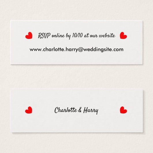 RSVP Wedding Website gepersonaliseerd Mini Visitekaartjes (Voorkant /achterkant)