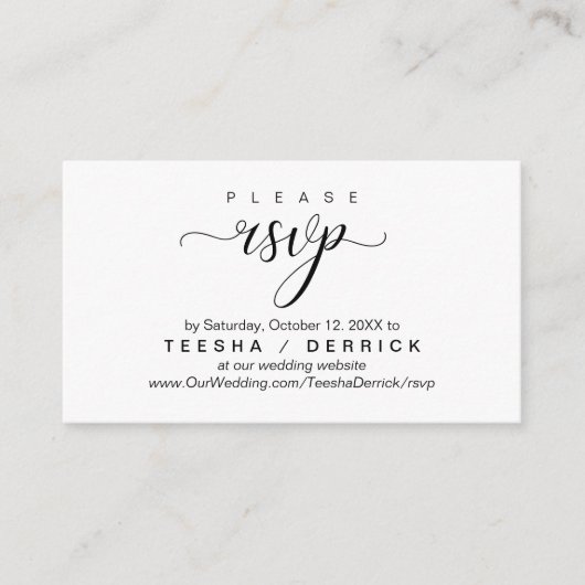 RSVP Wedding Website Herinnering, Modern Classy Informatiekaartje (Voorkant)