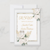 RSVP Wedding White Rose Floral Champagne Gold (Voorkant)