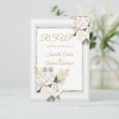 RSVP Wedding White Rose Floral Champagne Gold (Staand voorkant)