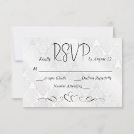 RSVP Wedding White Satin Damask Kaartje
