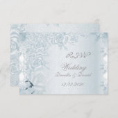 RSVP Wedding White Silver Blue Rozen Snowflakes Kaart (Voorkant / Achterkant)